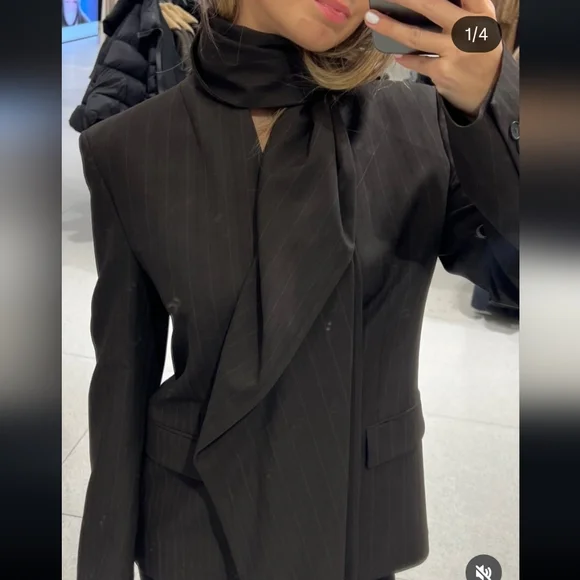 Zara ZW COLLECTION LIMITED EDITION PINSTRIPE BLAZER WITH SC - Picture 12 of 14